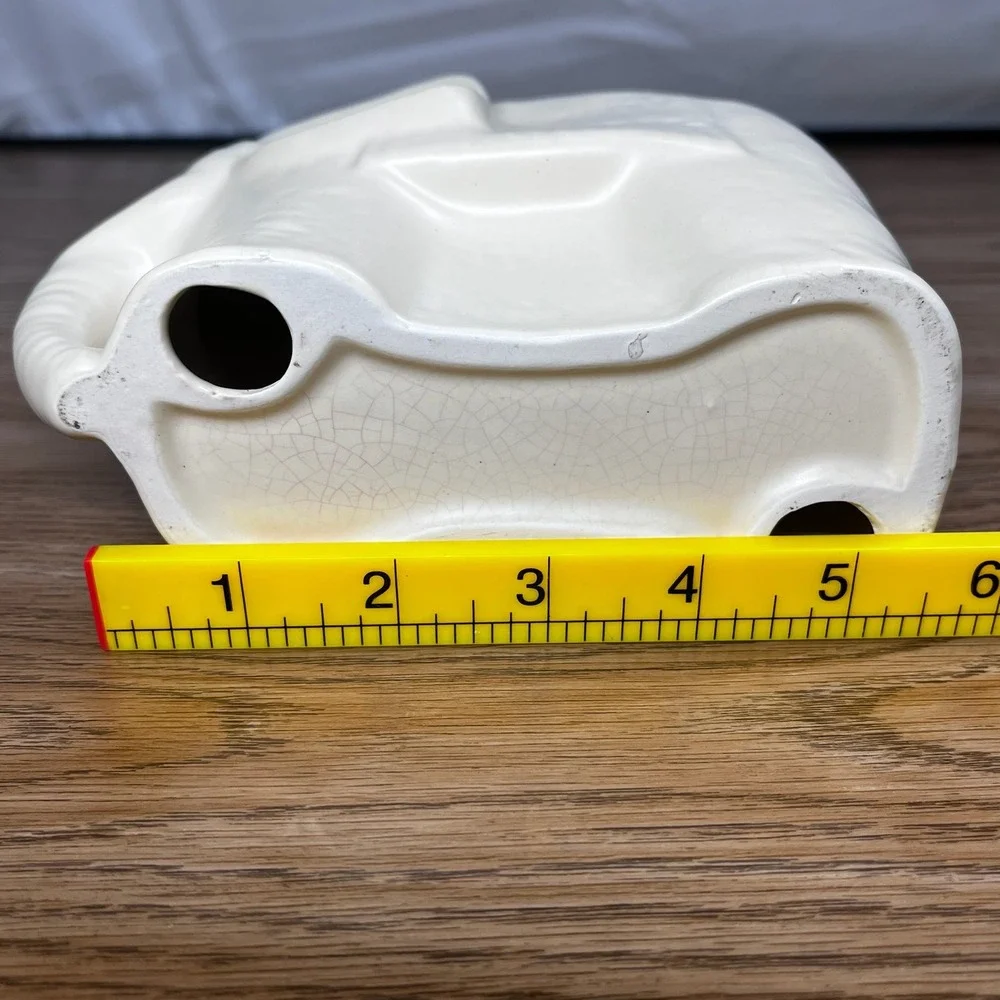Vintage‎ Ceramic Elephant Figurine Cream Glazed Mid Century Boho Decor 5.5 Inch